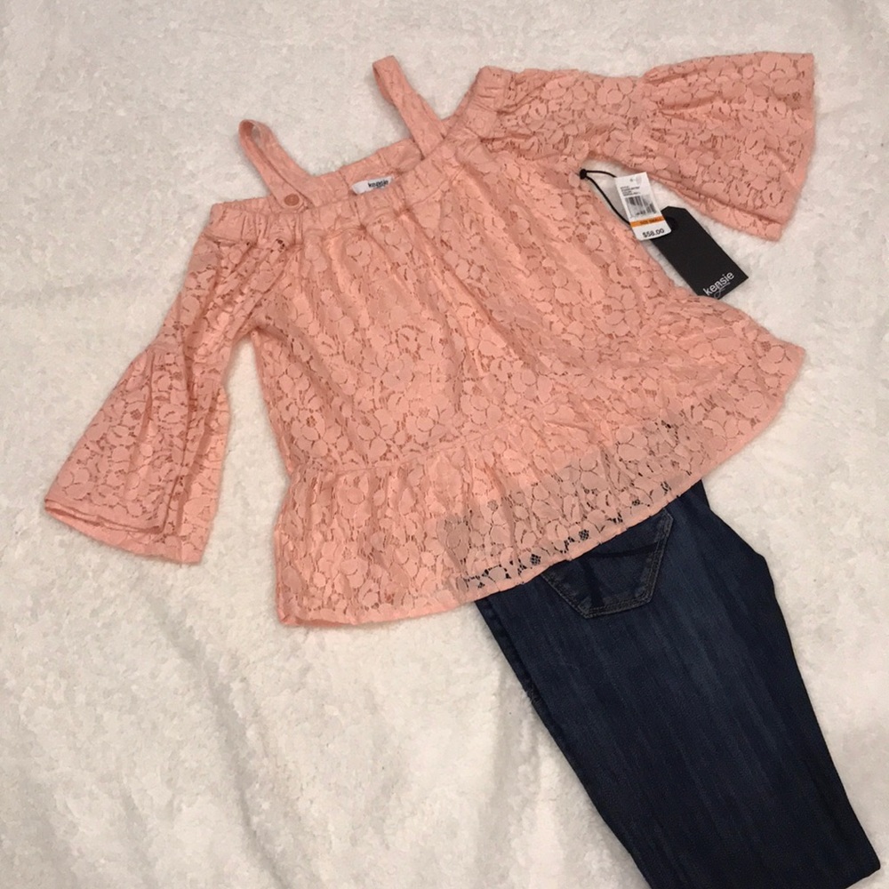 Off the shoulder lace peplum blouse